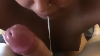 AMBW Tiny Ebony Tinder Slut Blowjob And Swallow