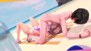 Thick Anime Milf gets fucked on the Beach [3D-Hentai] [A Quick Dip]