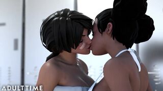 Busty Hentai Chick Fucks Her Lesbian Rival After Defeating Her - Hentai Sex School