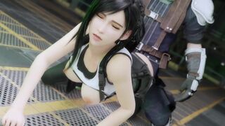 final fantasy tifa tied up fucked by world's biggest cock in public - gangbang - 3some ❤︎ 60fps