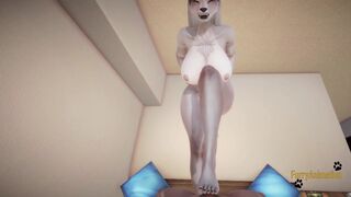 Furry Hentai - White Wolf x Human Dragon POV Footjob