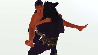 Furry werewolf mating with slim pussy | Monster with a horsecock | 3d porn wild life