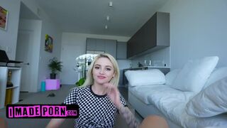 I Made Porn - Petite Slender Blonde Lola Fae Takes Her Sexy Lace Panties Off And Sits On Huge Cock