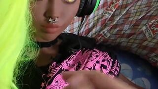 Ebony skinned sex doll masturbates with a joypad