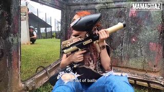 Redhead Latina Miranda Banks Rewarded With Cock After Paintball Match