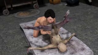 Busty Japanese Girl rimming MONSTER ass, Strange Tale 3D