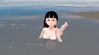 Honda Cocoa Anime girl introduce herself in white bikini.