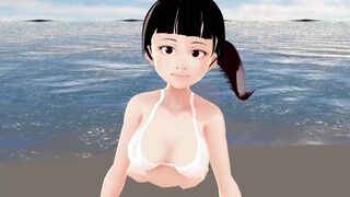 Honda Cocoa Anime girl introduce herself in white bikini.