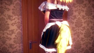 Fox maid in Futa mansion 3D