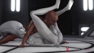 3DXPassion - 3d alien dickgirl fucks a hot ebony in the space station