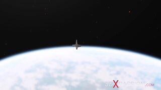 Earth orbit - a sex journey. Alien shemale fucks a horny sex slave in the space station