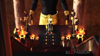 Anubis fucks hard a sexy slave ebony in an egyptian temple