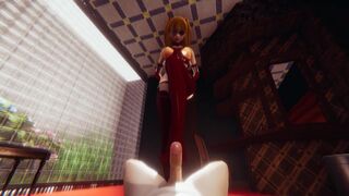 Evangelion: Soryu Asuka femdom footjob & facesitting 3D hentai animation