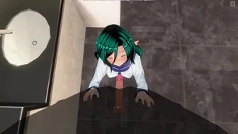 3D HENTAI Girl With Blue Hair Sucked A Classmate