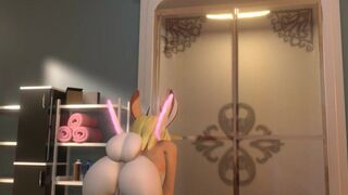 Sexy Pussy Furry Bunny Tease in Bathroom