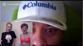Reaction to a guy in a bra on a chatroulette website.Very funny;))))