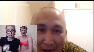 Reaction to a guy in a bra on a chatroulette website.Very funny;))))