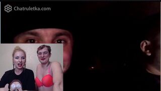 Reaction to a guy in a bra on a chatroulette website.Very funny;))))