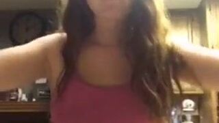 Periscope chick watching her friend flash her big tits