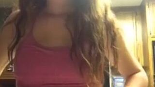 Periscope chick watching her friend flash her big tits