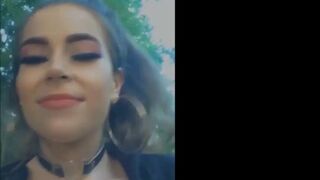 Young Schoolgirl gives Risky Outdoor Blowjob with Facial & Cum Walk