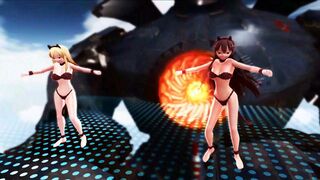 [MMD] Zigg Zagg - Sena & Yozora neko Style [R-18]