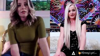 Geile Studentin im Ausland spritzt beim Masturbieren auf Videoanruf mit ihrer Stiefmutter