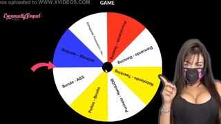 hot latina brunette featuring the wheel of sex game, twerking that big ass, sucking that dildo and making you cum so hard!!!!let's play