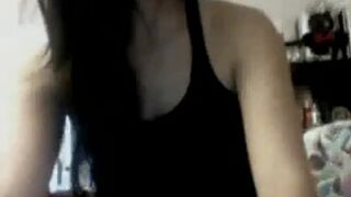 Shy girl flashes small tits on omegle