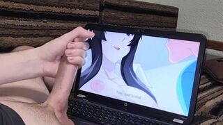 Watching Hentai and jerking off my big dick with sweet cum in the end