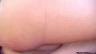 Tiny Trisha touching her tight pussy and fingering so lightly