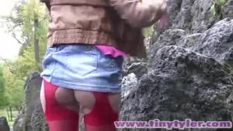 Premium GFs - Tiny Tyler Strip Off In Public And Fingering Pussy