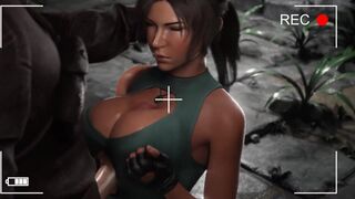 horny lara croft gives titty fuck for unexperienced, thickest & longest monster cock! huge cumshot!