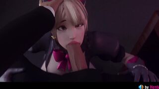 D.Va Sucks her Boss Off Till he Cums on her Face (with sound) 3d animation hentai game overwatch