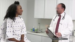 Curly black fucked by doctor on the exam table