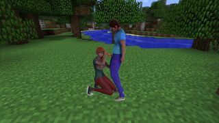 Minecraft: Testing Alpha version Steve cum on Alex