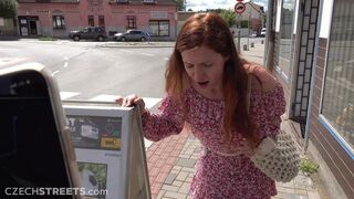 Hot Russian girl has an orgasm in public