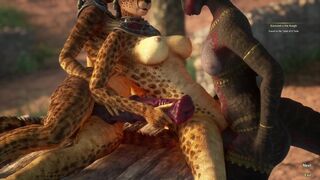 Furry futa dragon with horse dildo | 3D sex game