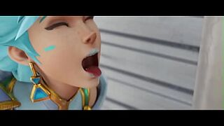 Atlantic Tracer From The Game Overwatch Receives a Facial Cumshot (KreiSake)