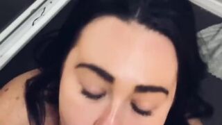 Absolute stunning brunette sucks off tattooed boyfriends long cock for only fans