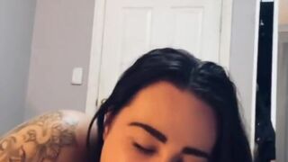 Absolute stunning brunette sucks off tattooed boyfriends long cock for only fans