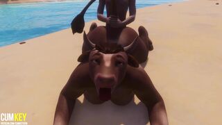 Furry cow girl fucks with a man | Furry monster| 3D Porn Wild Life