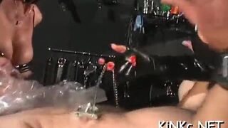 Sexy female domination with hard ball crushing and footjob