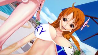 One Piece - Futas Nami and Robin summer vacation | Male taker POV