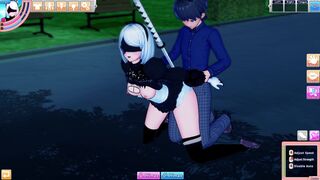 Koikatsu Party- 2B Getting fucking in all holes creampie and drenched in cum