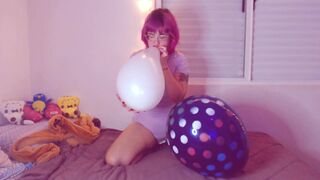 B2P - Humping my pussy on a big balloon ( Looner girl blow to pop )