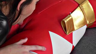 Lesbian Super heroes Sex Fight - Red Ranger defeated and humiliated