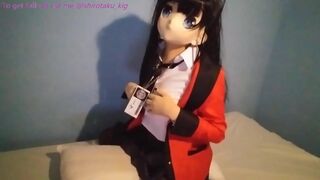 Yumeko Jabami from Kakegurui humping a pillow while strip teasing on cosplay - Shirotaku Kigurumi