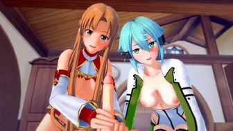 SAO: THREESOME WITH ASUNA AND SINON (3D Hentai)