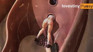 Animated 3D Rina Stuck In The Wall JAV Uncensored